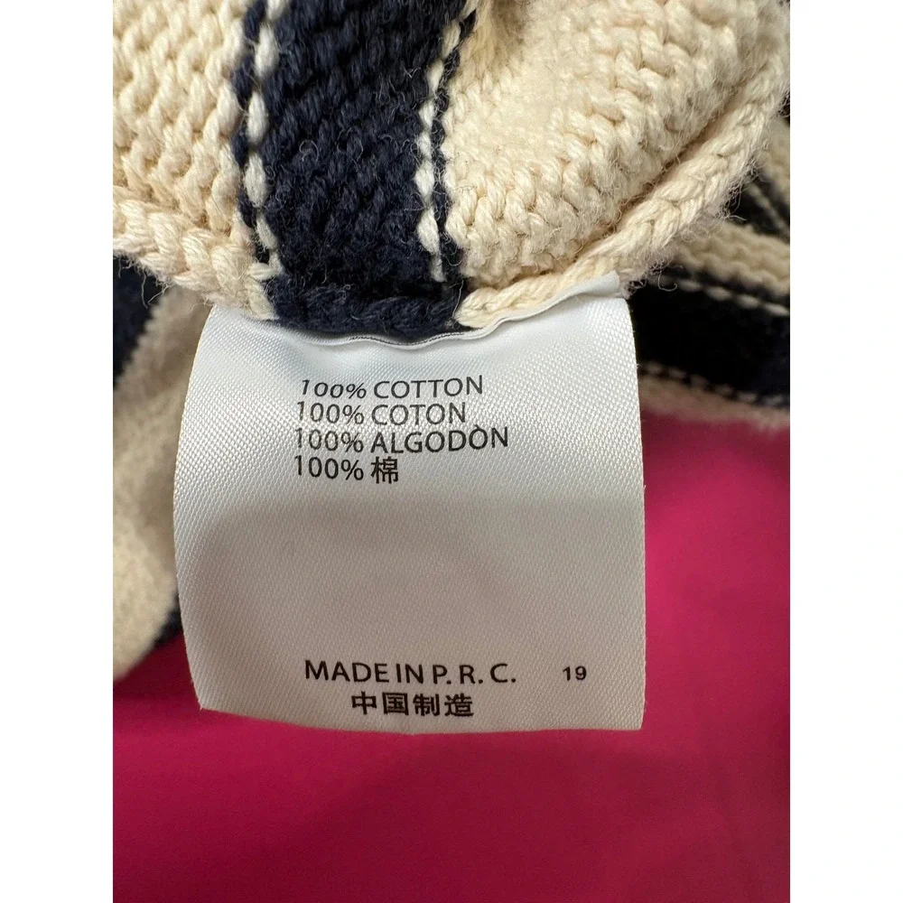 BRANDY MELVILLE Womens Cream Navy Striped Oversized Quarter Zip Sweater One Size